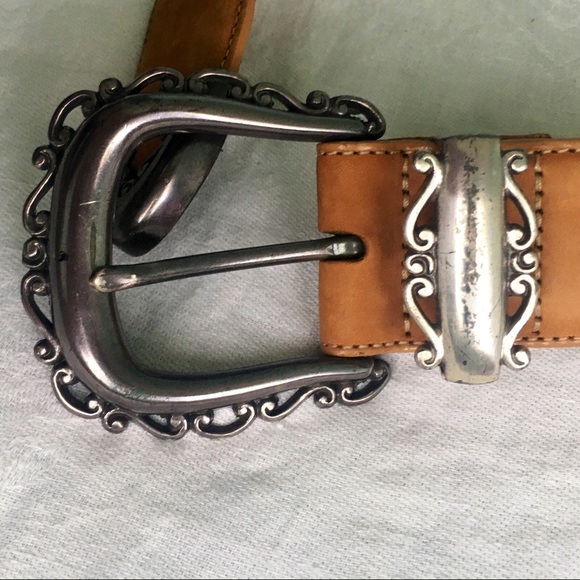 90s Vintage Brighton Western Silver Leather Belt - Picture 8 of 12